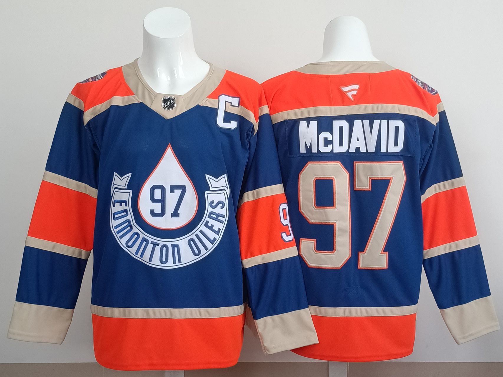 Men 2025 Edmonton Oilers 97 Mcdavid Blue Fanatics Home Premium NHL Jersey style 2